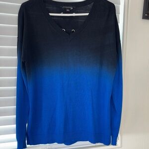 ROCK & REPUBLIC BLUE SWEATER OMBRE LIKE SHADES OF BLUE FROM NAVY TO COBALT LARGE